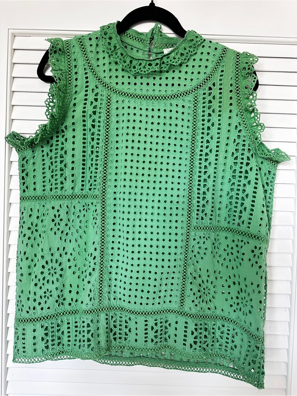 Sundance Green Eyelet sheer Lace Top Size M